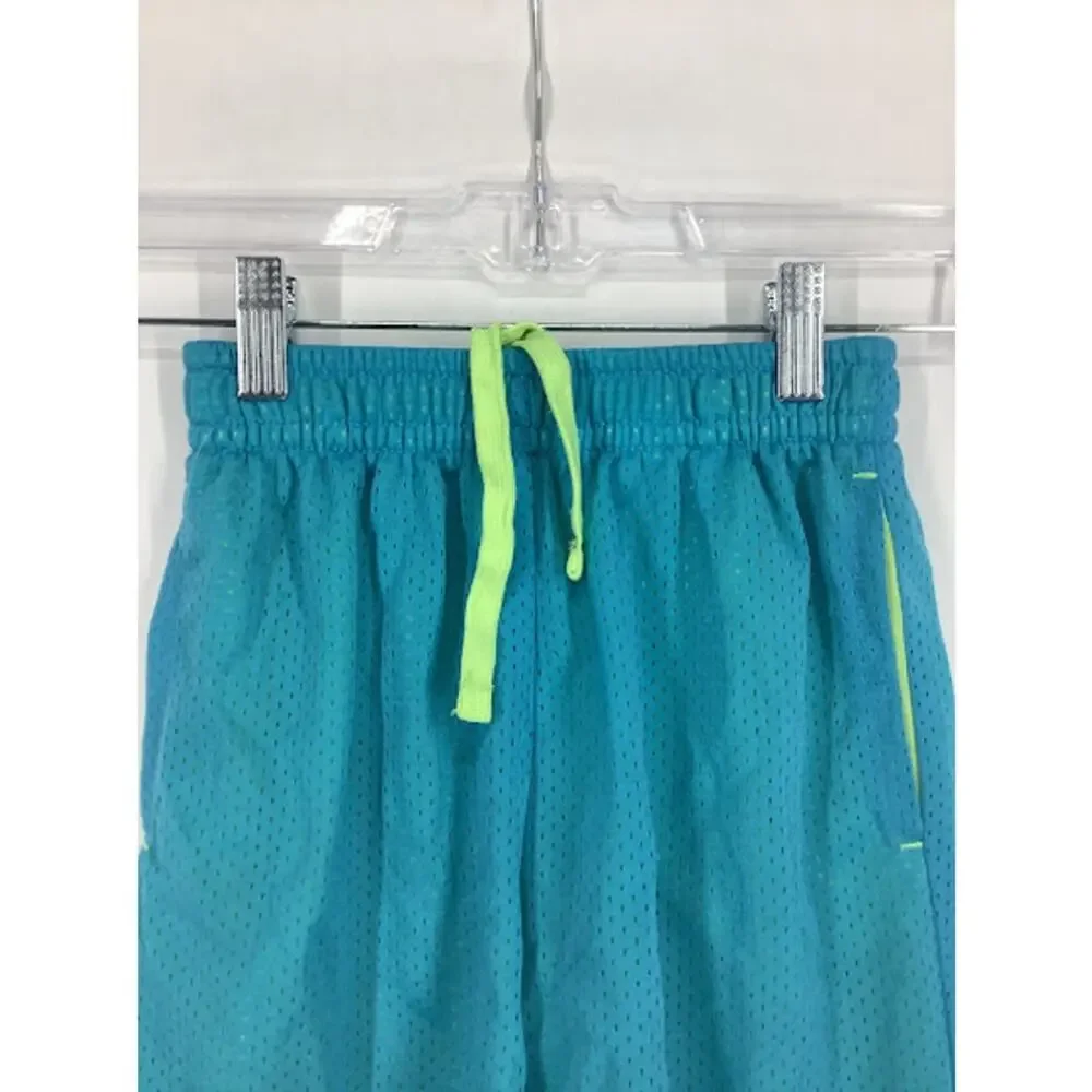 Old Navy Athletic Works Blue Green Athletic Mesh Basketball Short Size Medium 8